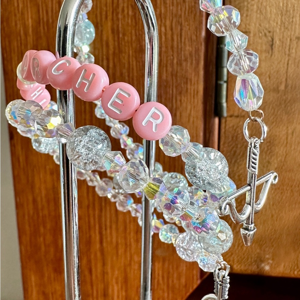 Crystal coil Bracelet & Bow Arrow Necklace Set - Taylor Swift "The Archer" - Picture 3 of 5